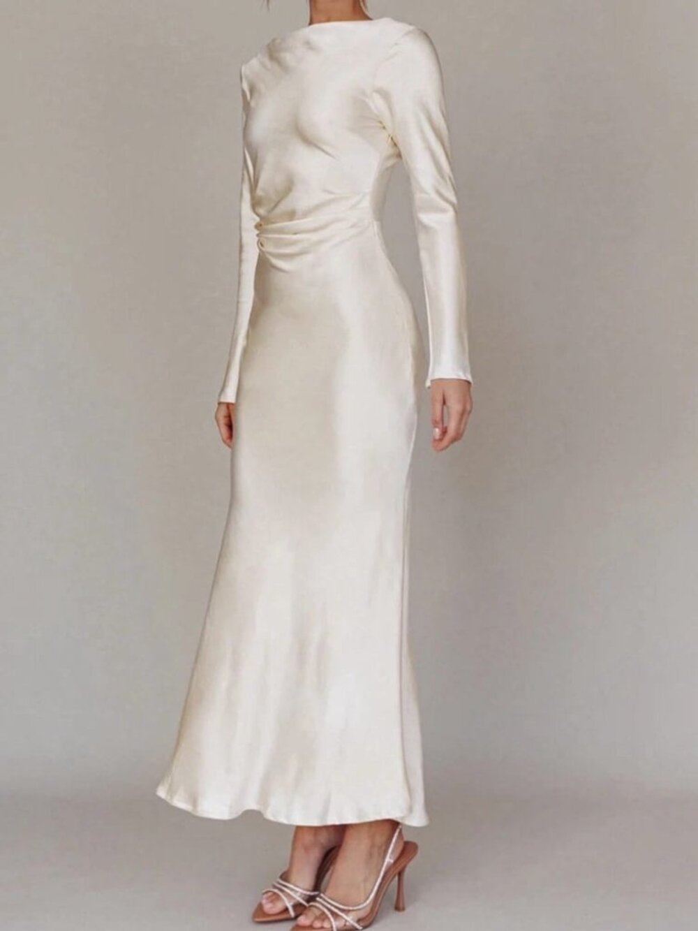 New Selfie Leslie Loveland Cowl Back Midi Dress Oyster Size XXL
